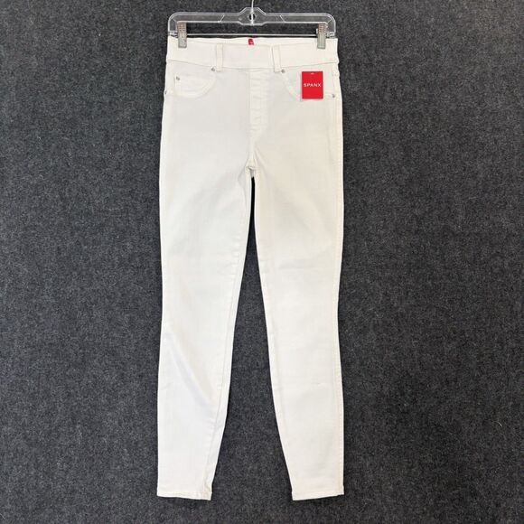 Spanx Skinny Jeans Womens Small White Ankle High Rise Tummy Shaping Pull On Pant - Picture 1 of 13